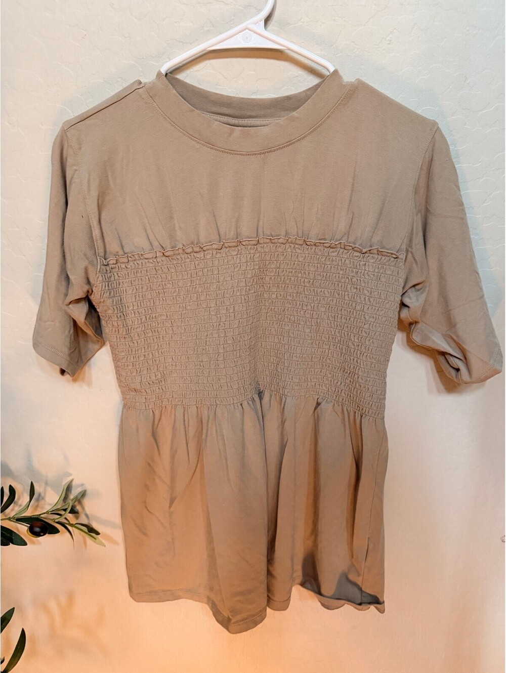 Studio Park Minimalist Camel Soft Knit Top - Size S
